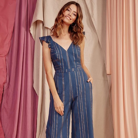 Anthropologie Dolan Jumpsuit Open Back Alicia Blue XS New - Picture 2 of 7